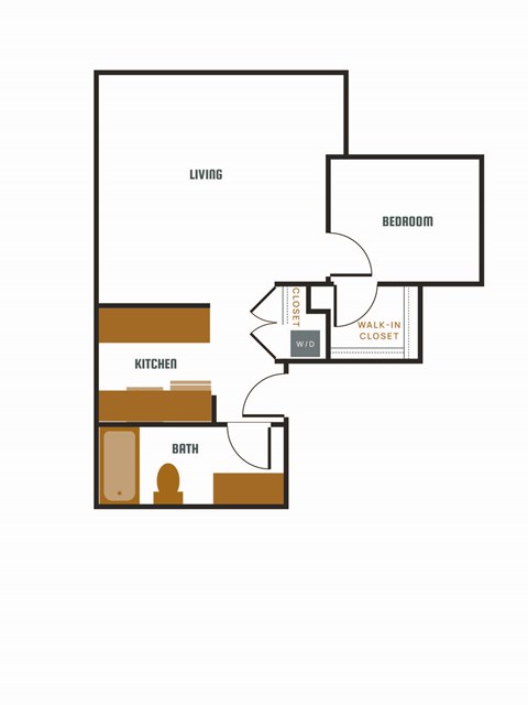 a floor plan of an apartment with a bedroom and a living room